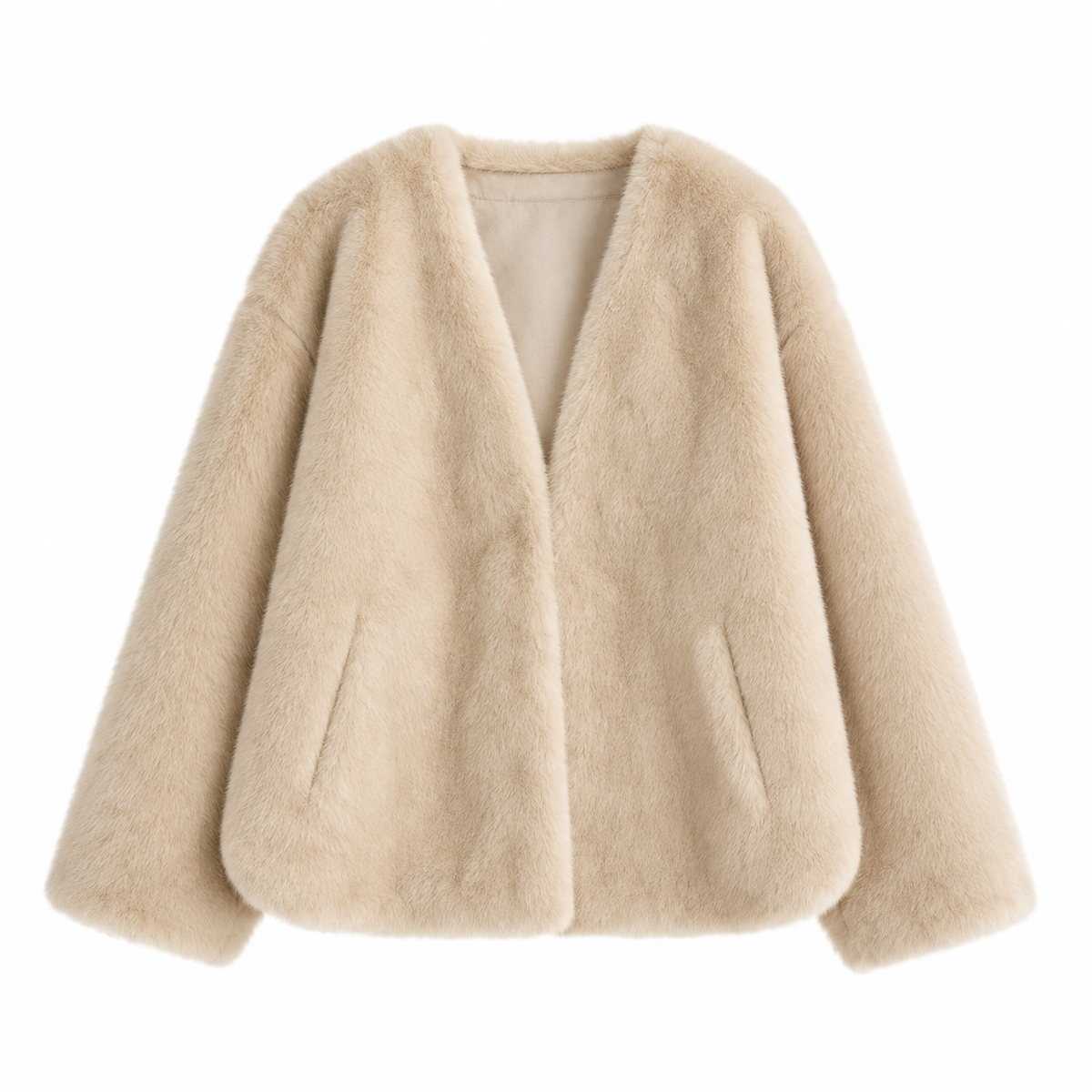 LUXE PLUSH V-NECK OVERCOAT