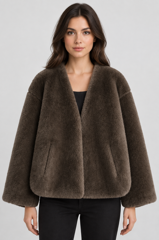 LUXE PLUSH V-NECK OVERCOAT