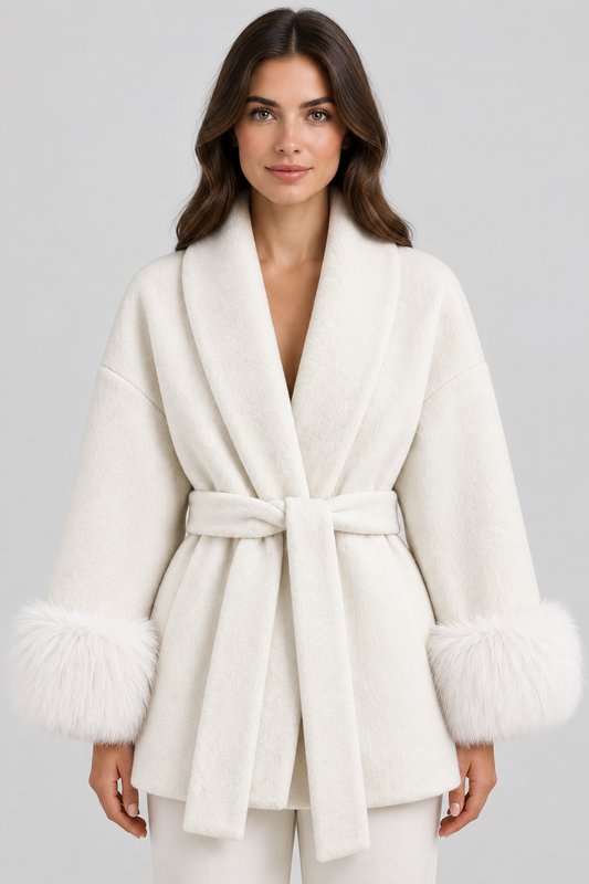 Luxe Fox Fur Wool Overcoat