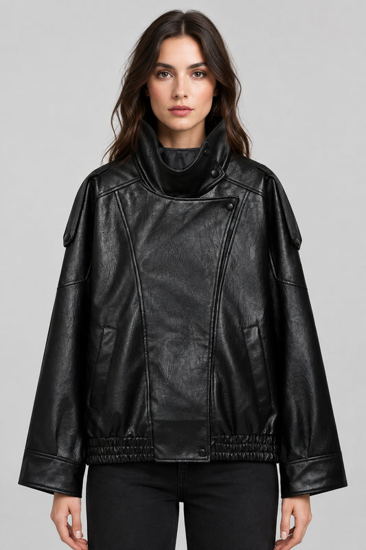 Jacket Black Oversize Bomber for Women