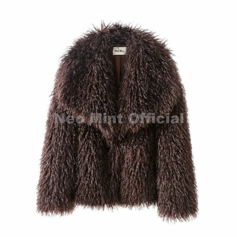 LUXE BROWN FAUX FUR COAT