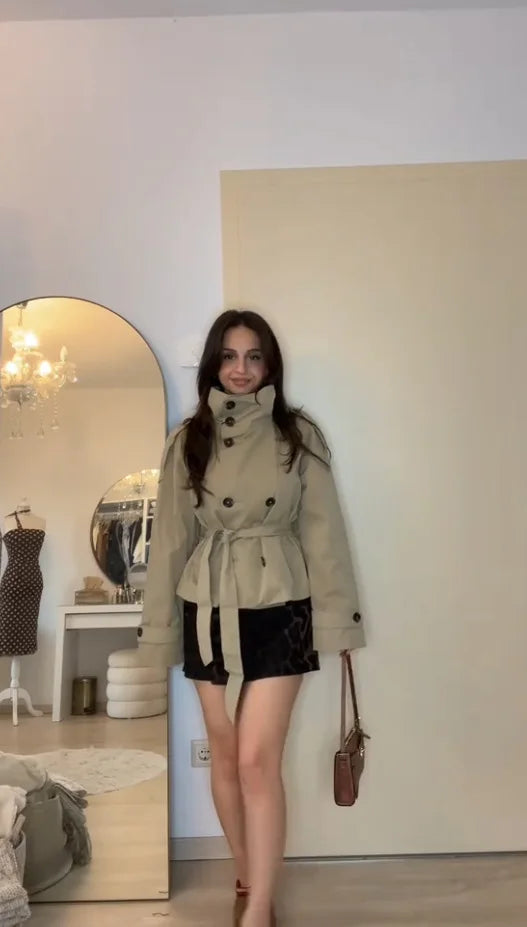 TIMELESS BELTED CROPPED TRENCH JACKET