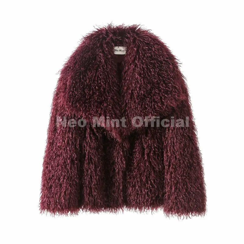 LUXE BROWN FAUX FUR COAT