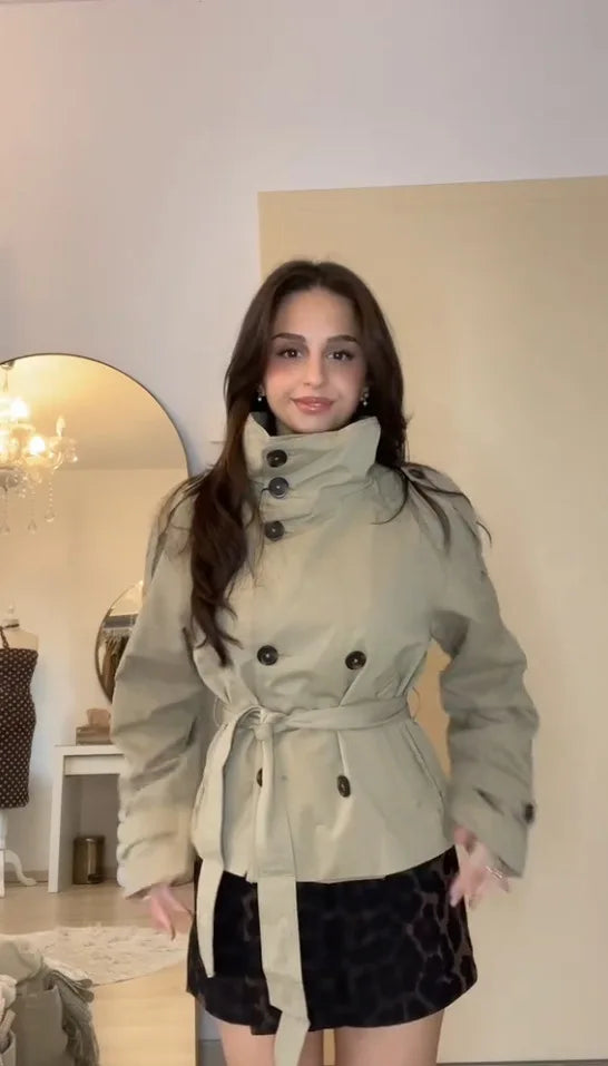 TIMELESS BELTED CROPPED TRENCH JACKET