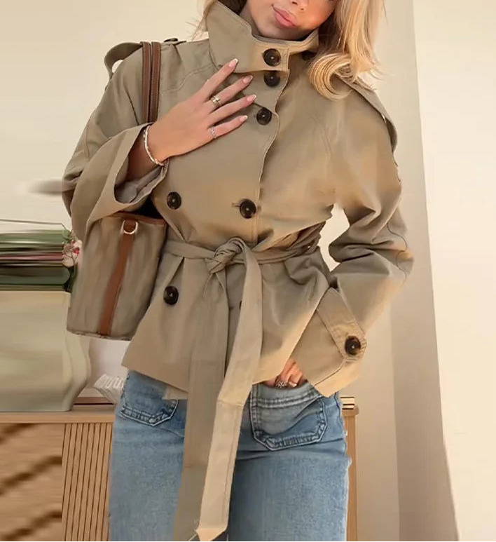 TIMELESS BELTED CROPPED TRENCH JACKET
