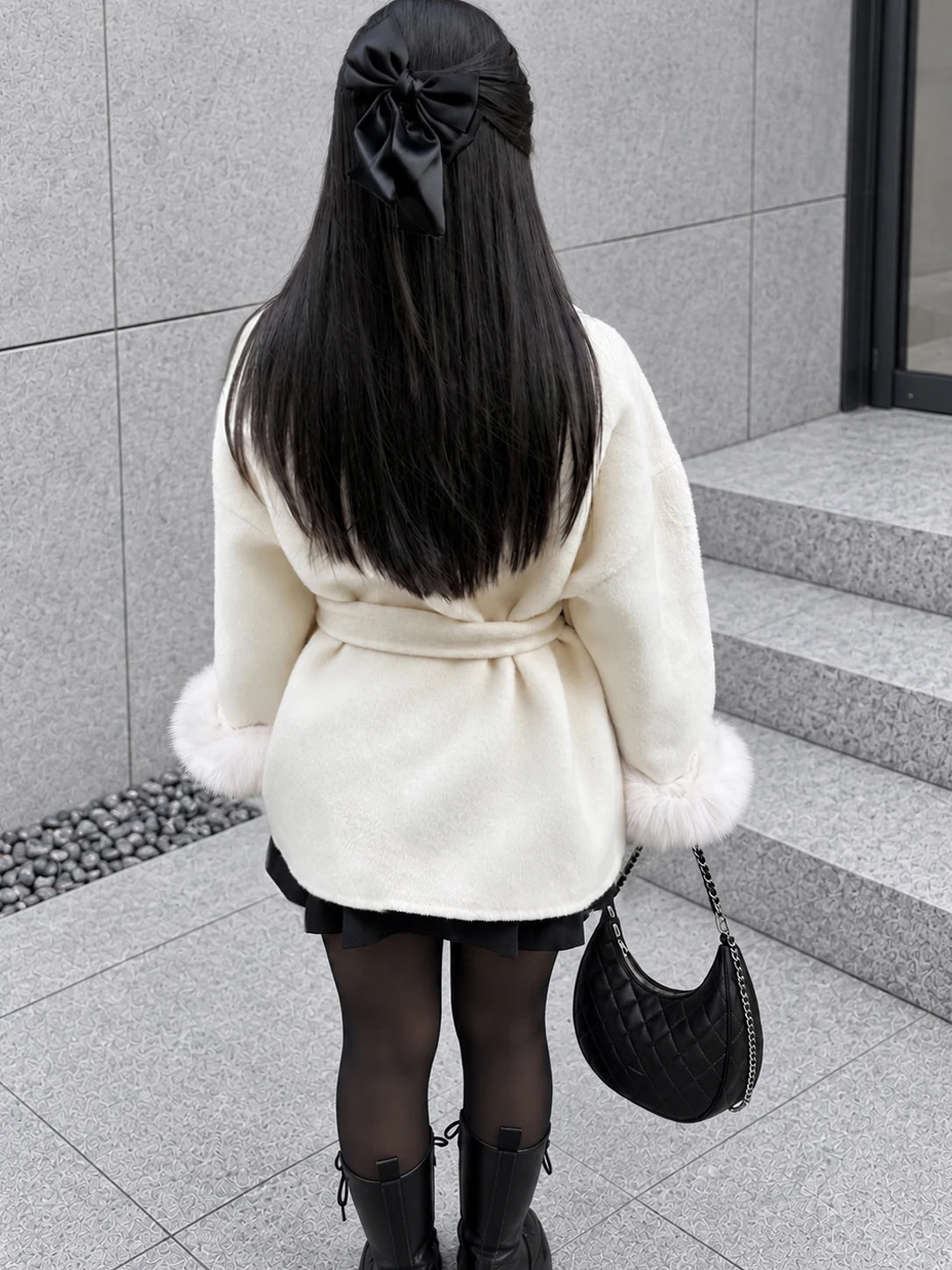 LUXE FOX FUR WOOL OVERCOAT